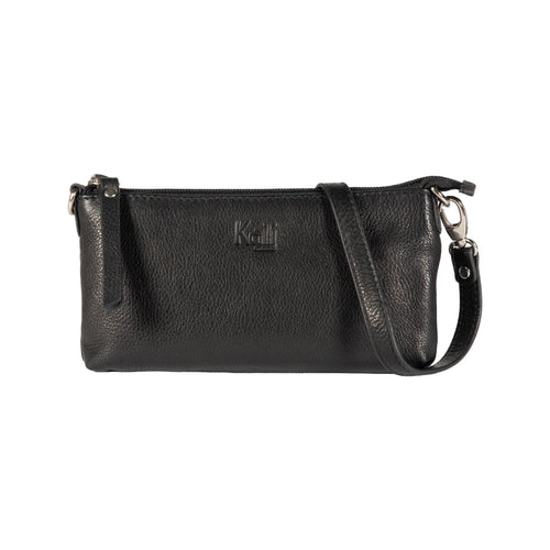 Bolsa Cruzada de Piel Italiana – Grano Suave, Color Negro | K0013AB