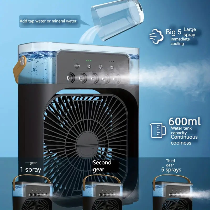 Aire Acondicionado Portátil con Humidificador – Mini Enfriador para Casa